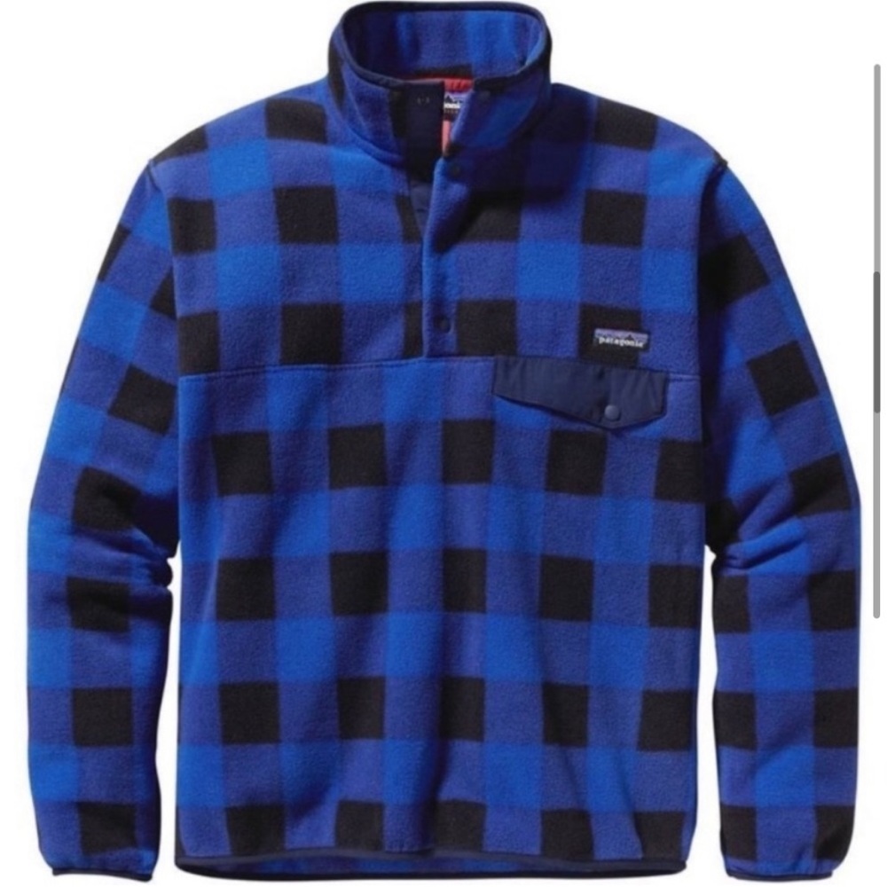 Blue Plaid Patagonia Synchilla Fleece Pullover